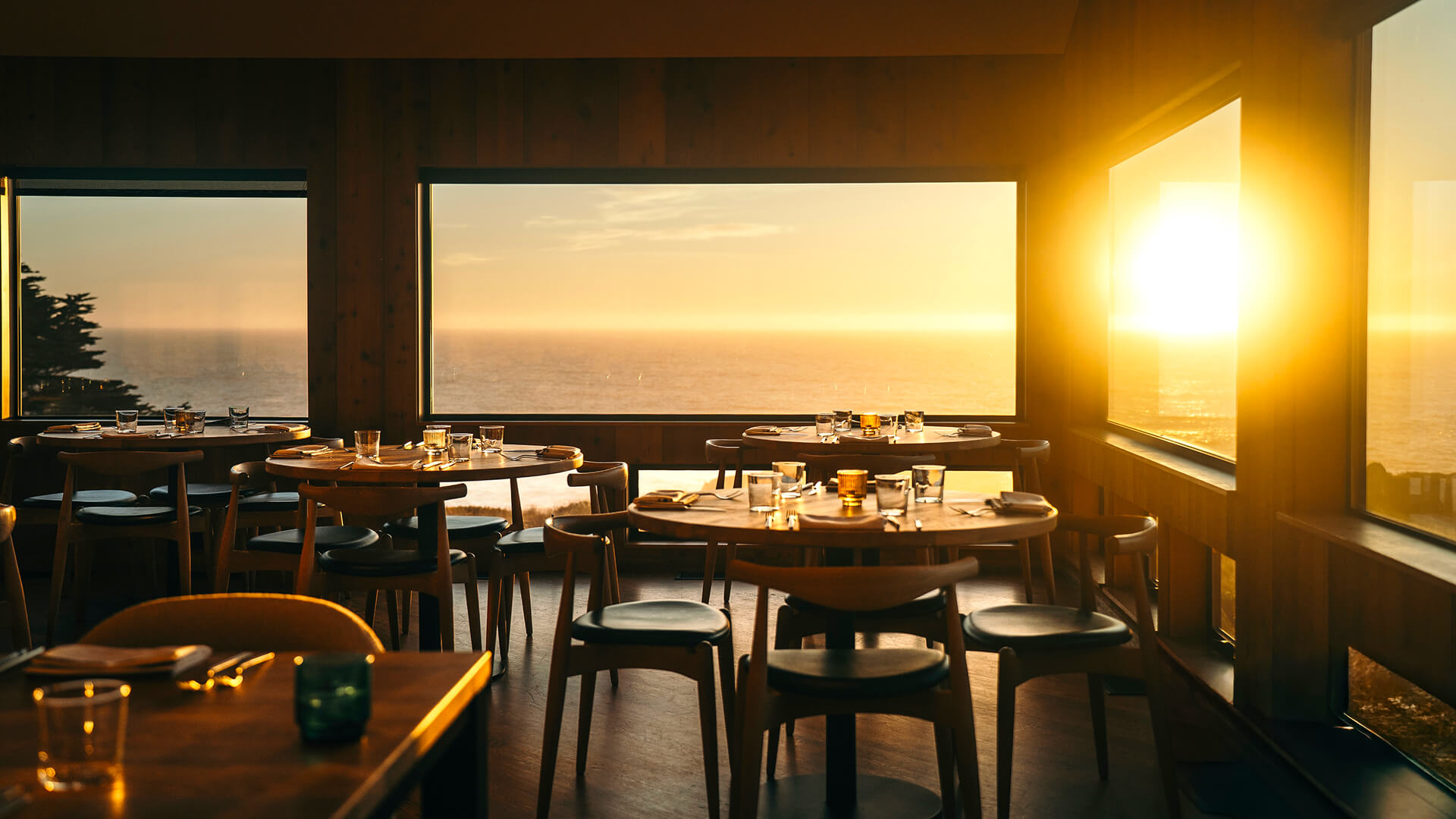 Indoor dining during sunset
